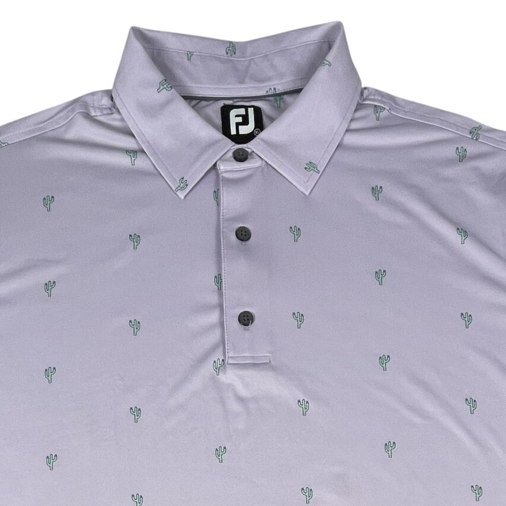 FootJoy Polo Mens XL Purple Cactus Print Magnolia Creek Golf Performance Shirt